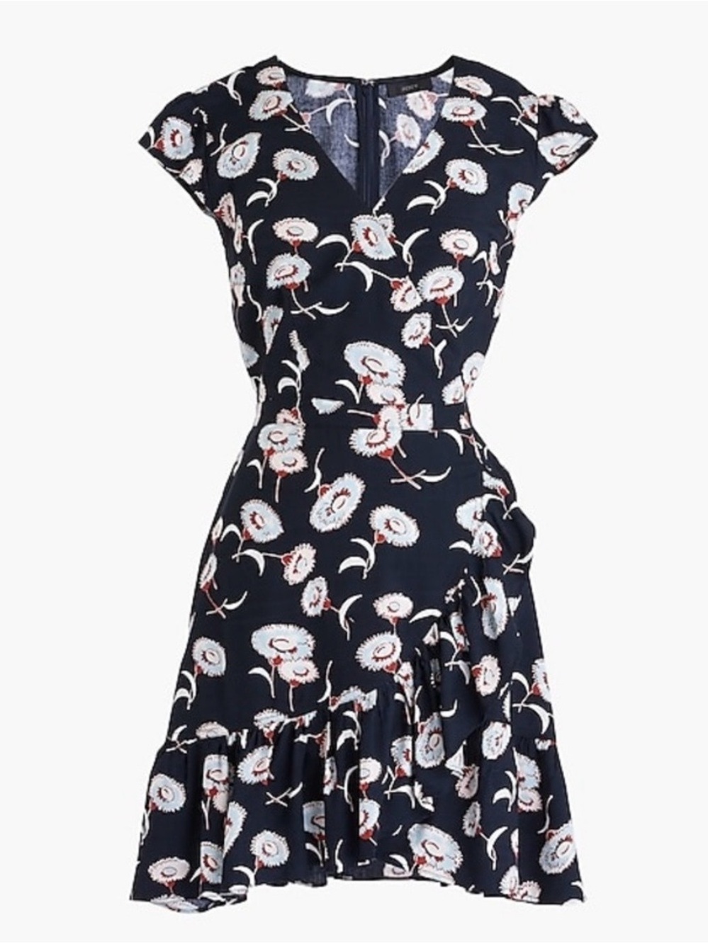 J Crew Navy Floral Mini Faux Wrap Mini Dress